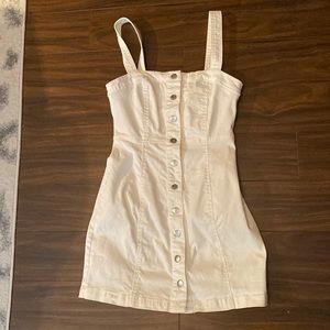 White denim button up dress